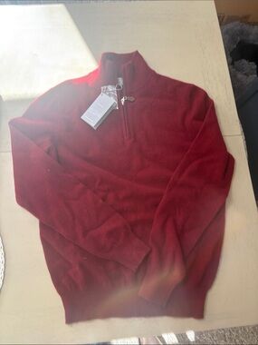 Neiman Marcus Men's Half-Zip Sweater in Burgundy